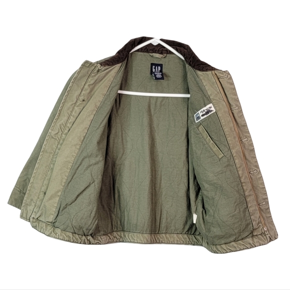 Gap Vintage Y2K Workwear Corduroy Collar Button Zip Up Coat Jacket S - Picture 6 of 15